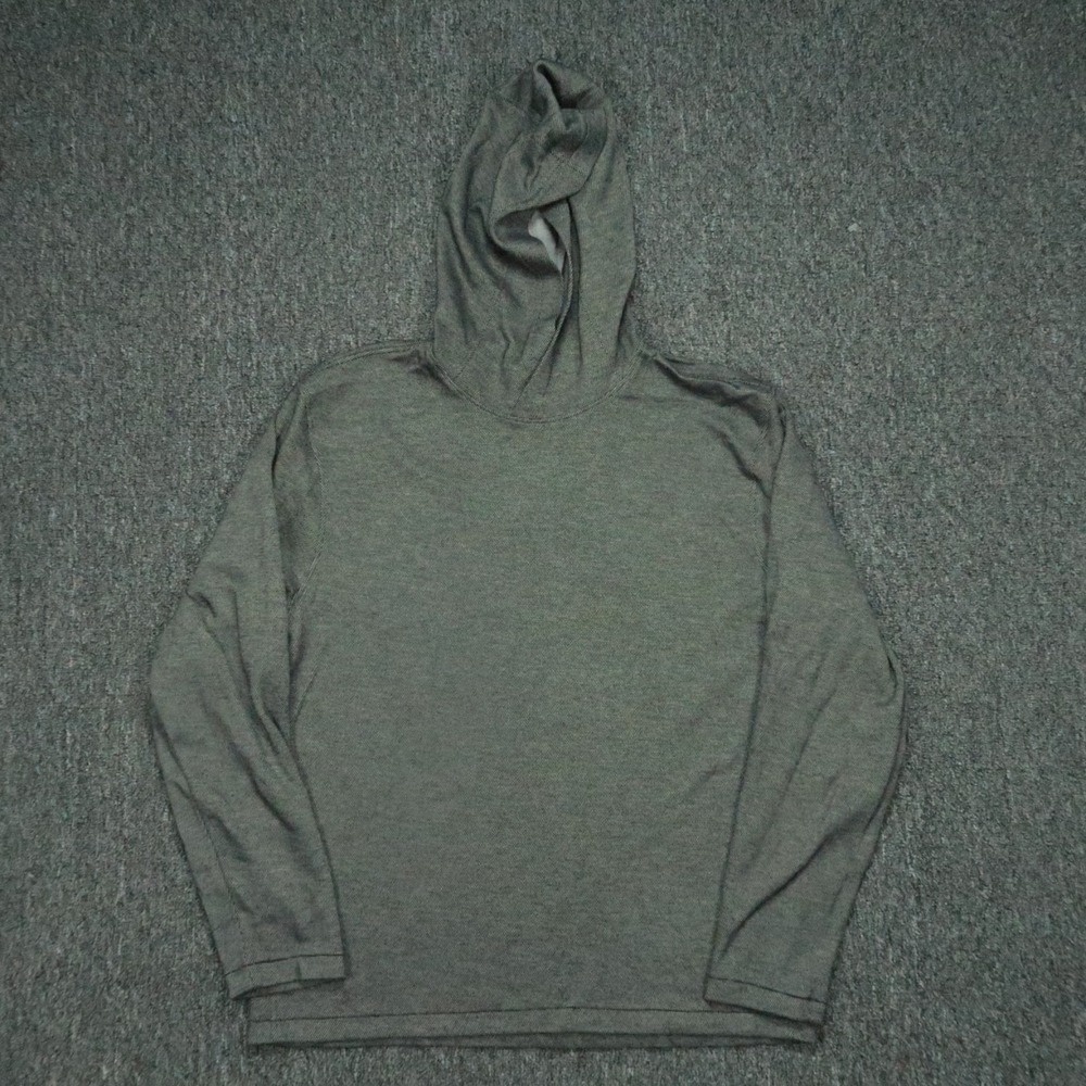 Mizzen Main Hoodie Mens Medium Black Gray Lightweight Hooded Preppy Stretch